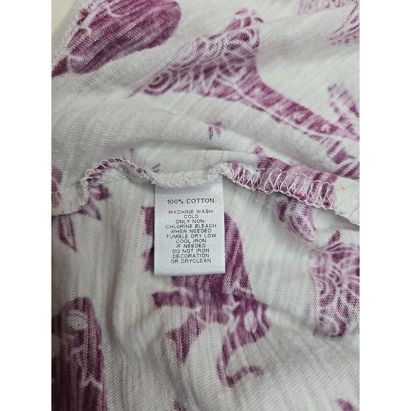 LOFT Women's White Purple Elephant Print Short Sleeve Cotton T-Shirt Size Small - Picture 5 of 6